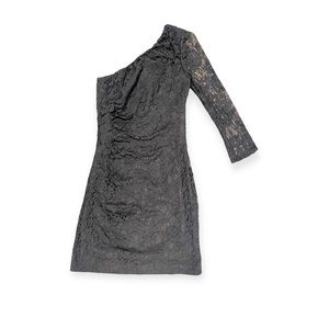 Express One-Sleeve Black Lace Cocktail Mini Dress. Gently Worn WOMENS SIZE 2